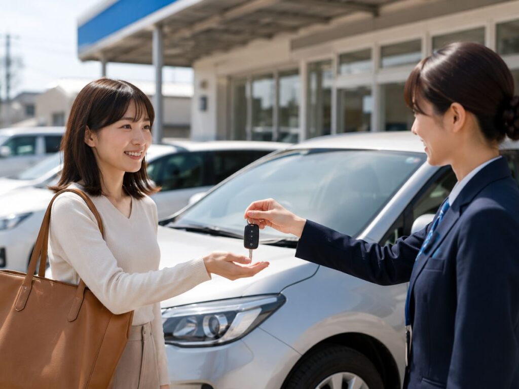 レンタカーを受け取る様子