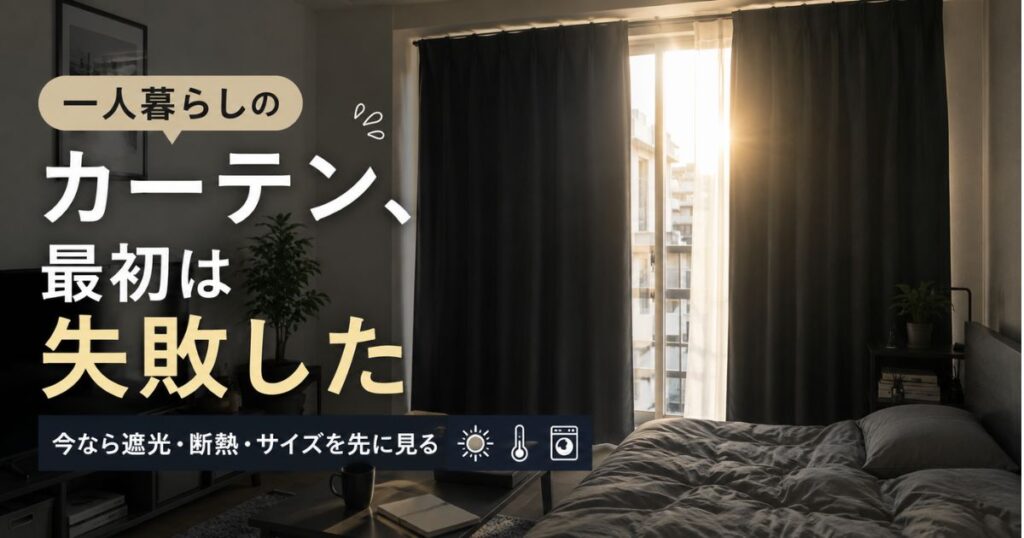 一人暮らしのカーテン選びで失敗した経験をもとに遮光・断熱・サイズの重要性を解説