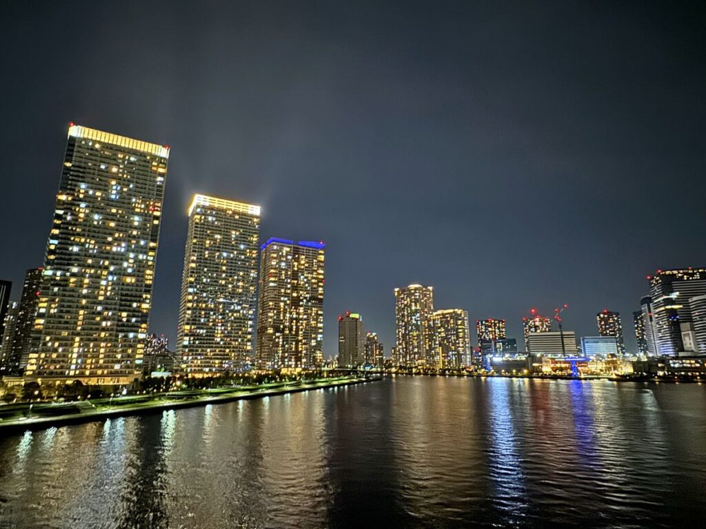 晴海大橋周辺から見た東京湾の夜景
