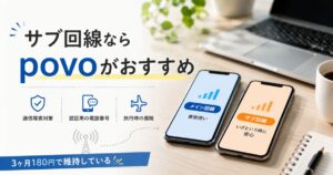 サブ回線としてpovoを利用するメリットを紹介するイメージ