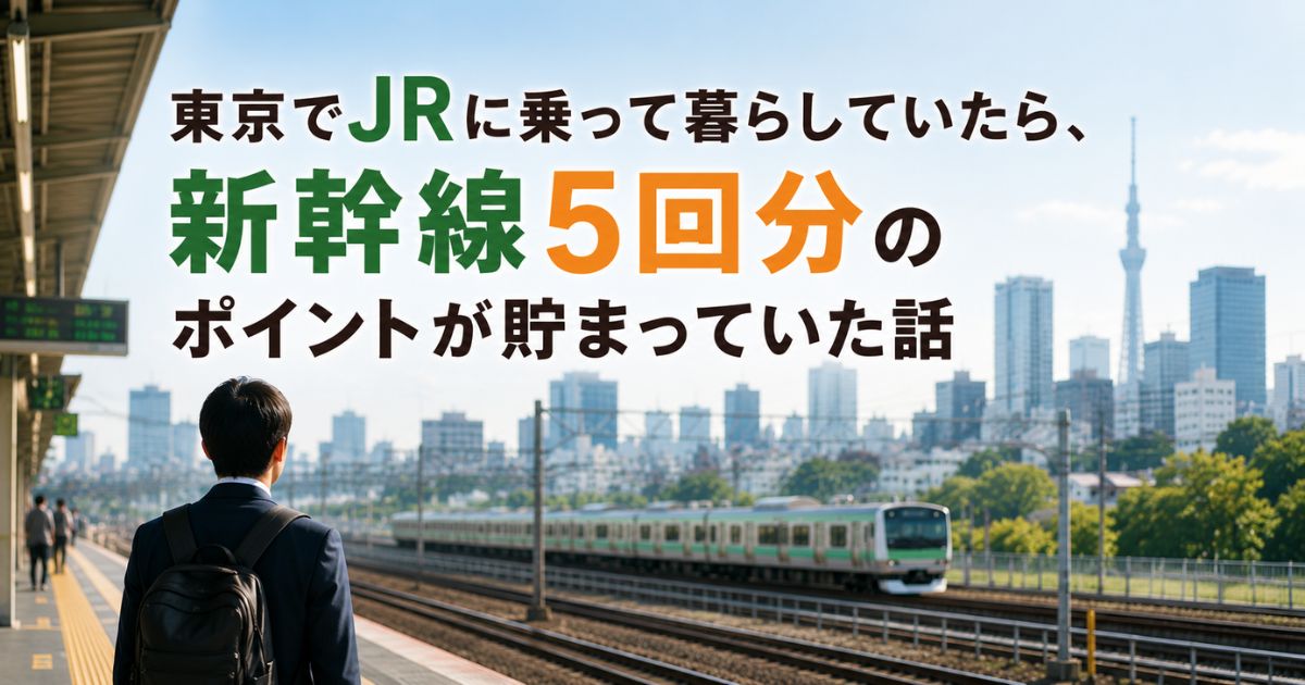 東京でJRに乗って暮らしていたら新幹線5回分のJRE POINTが貯まったイメージ