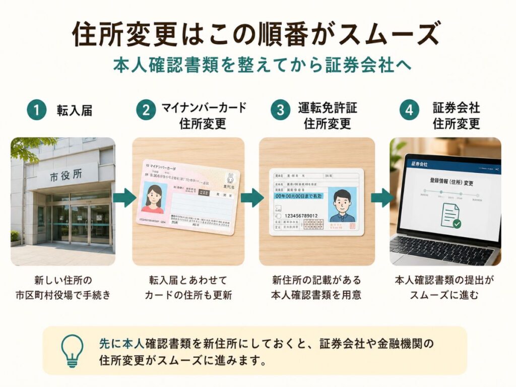転入届からマイナンバーカード運転免許証証券会社へ進む住所変更の順番