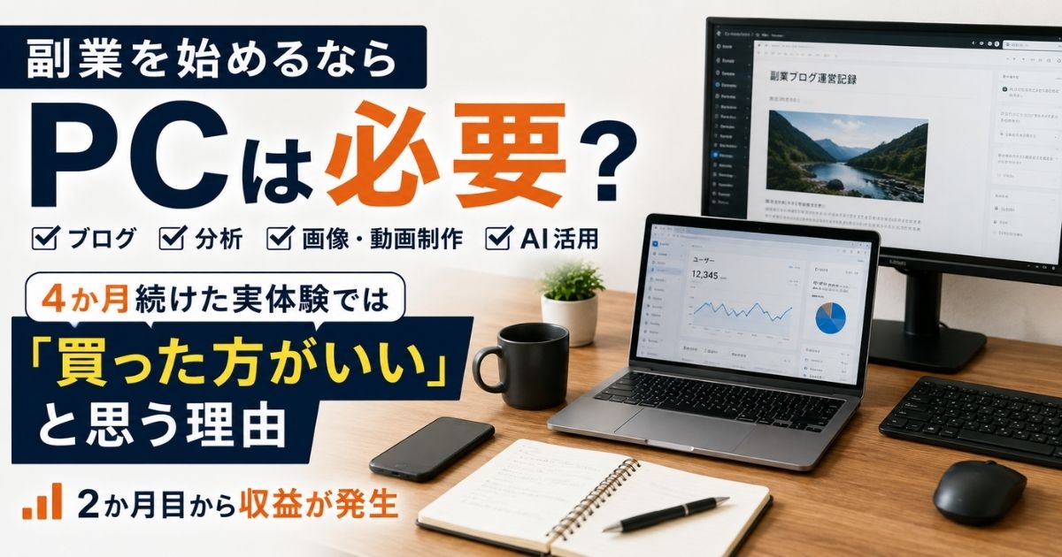 副業にPCは必要かを実体験から考える記事のアイキャッチ