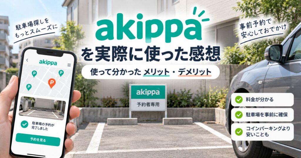 akippaを実際に使って駐車場を事前予約するイメージ