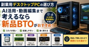 副業用デスクトップPCのBTO・CPU・メモリ・SSD・GPU・VRAMの選び方