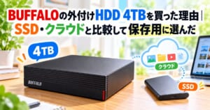 BUFFALOの4TB外付けHDDをSSD・クラウドと比較して動画保存用に選んだイメージ